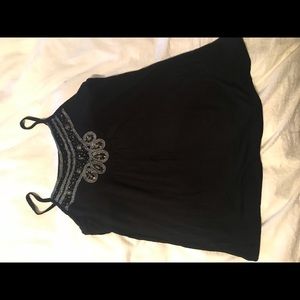 Black spaghetti strap top with metal detail